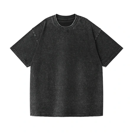 Washed and aged pure cotton T-shirt, a heavyweight short-sleeved trendy brand 230g cross-border European size loose off-the-shoulder large version sand-washed T-shirt Washed and aged pure cotton T-shirt, a heavyweight short-sleeved trendy brand 230g cross-border European size loose off-the-shoulder large version sand-washed T-shirt